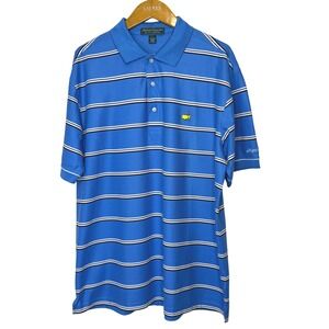 Masters Collection Mercerized Striped Golf Polo L Blue/White Stripe